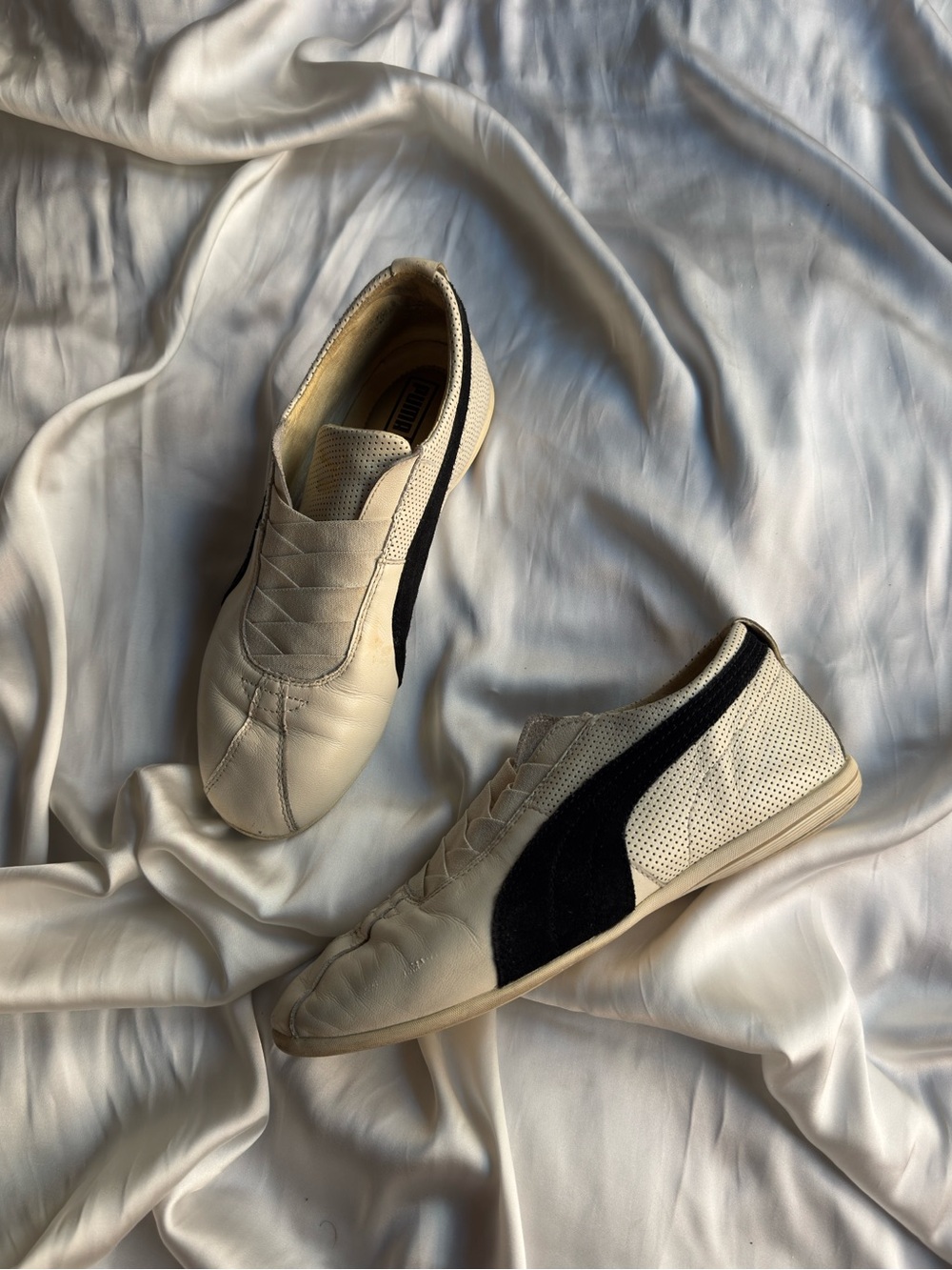 Puma Cream and Black Low-Profile Sneakers